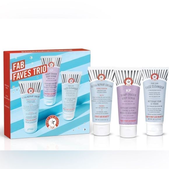 First Aid Beauty FAB Faves Trio -repair cream, bumpy eraser scrub, face cleanser - Picture 1 of 6